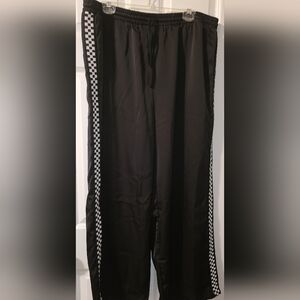 Black Wide Leg Pants with Checkered Detail